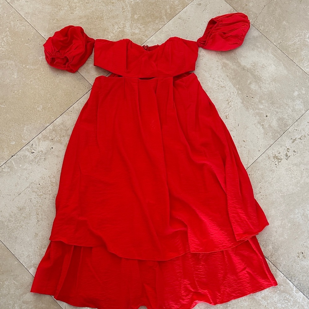 Anthropologie Red Off-Shoulder Dress
